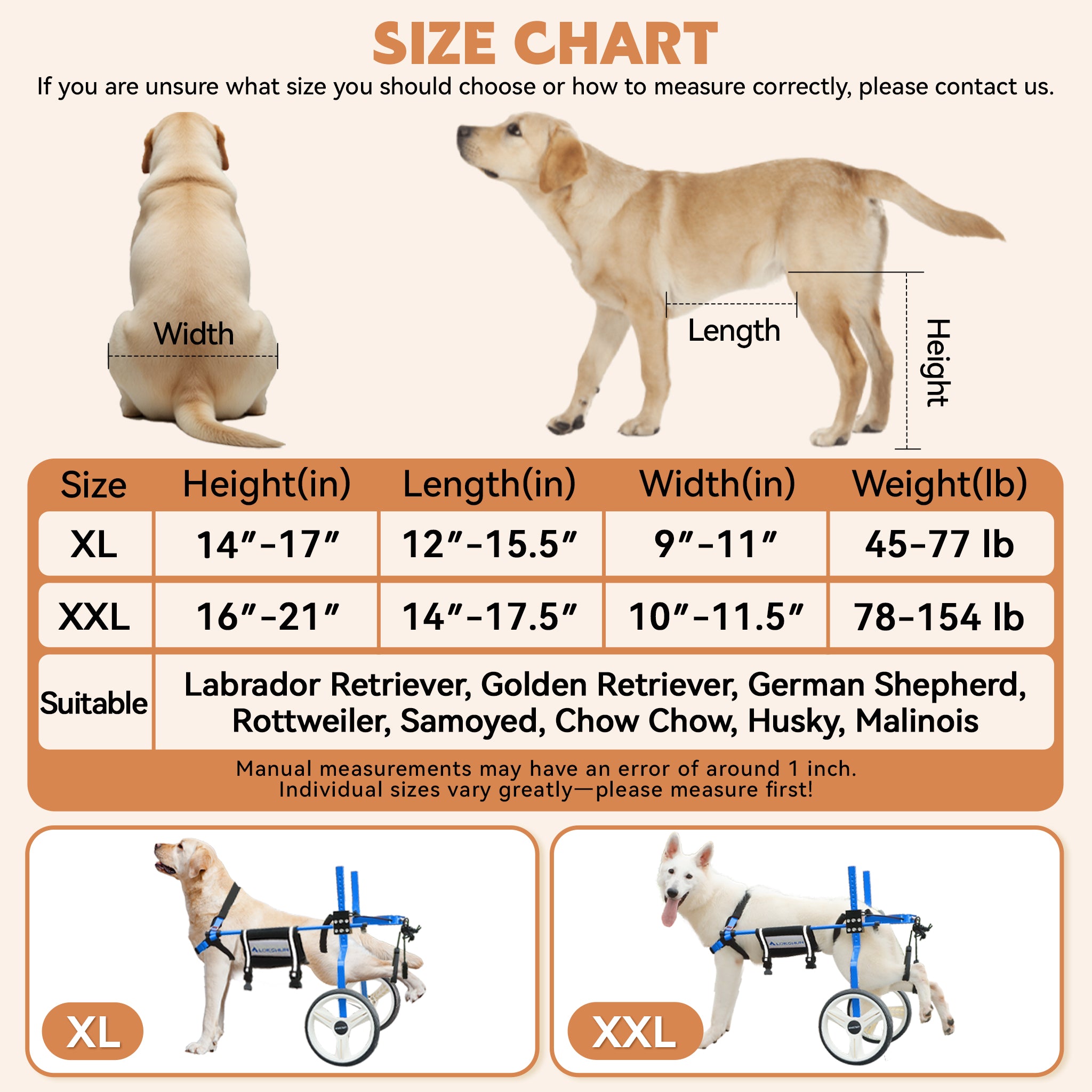 Large Heavy Duty Dog Wheelchair for Back Legs