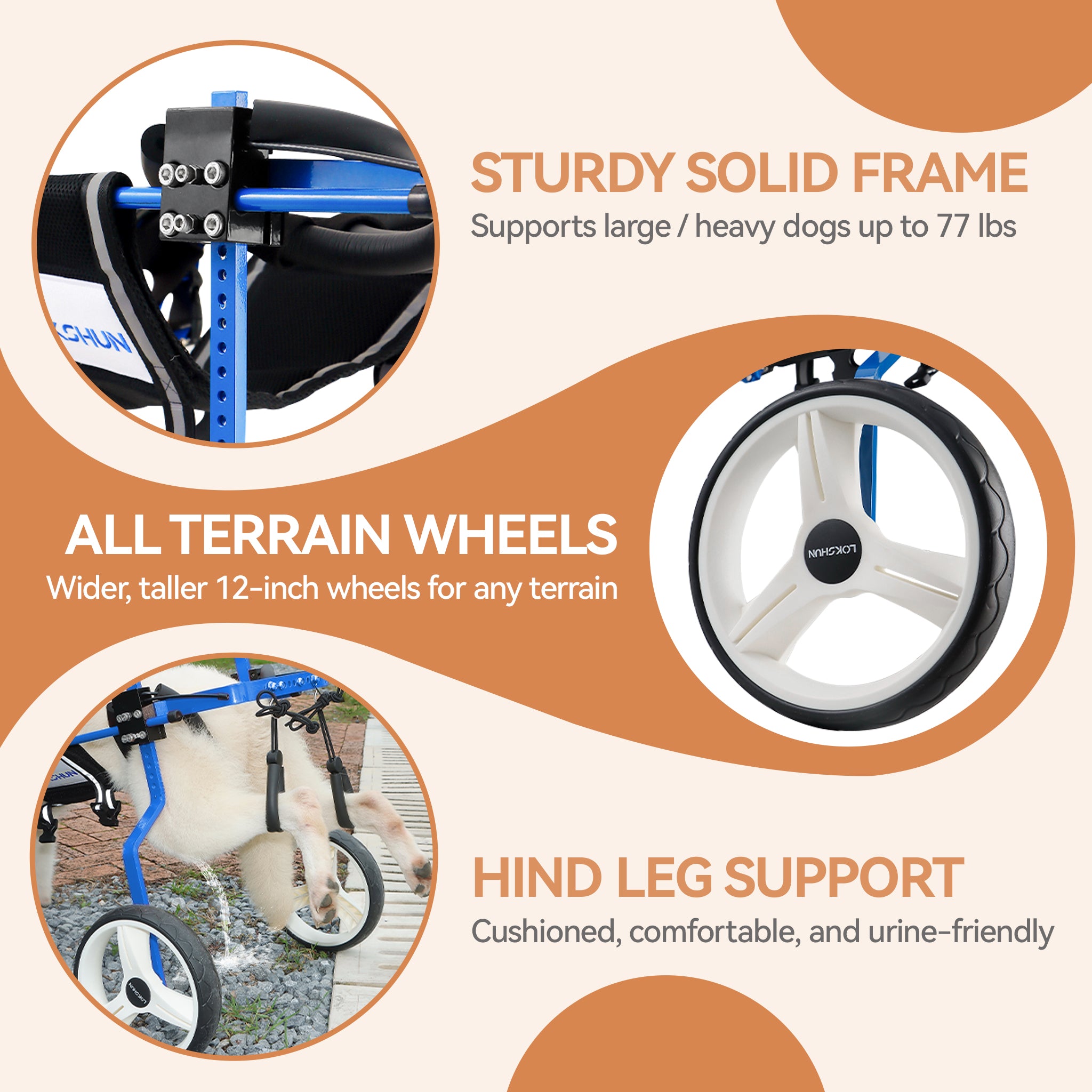 Large Heavy Duty Dog Wheelchair for Back Legs