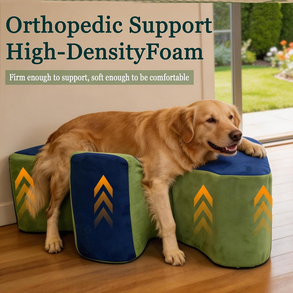 High-density foam support cradle for a large dog